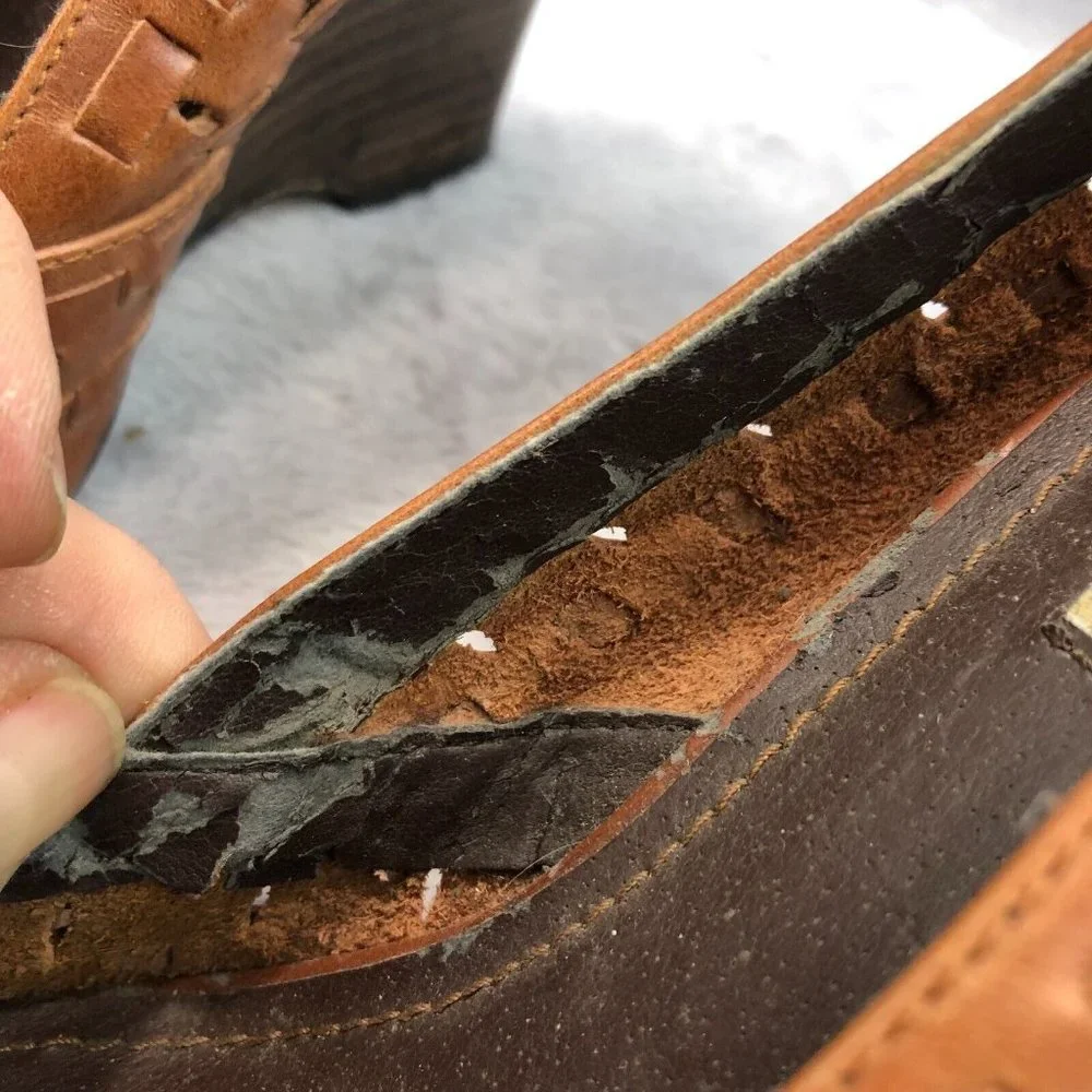 Steve Madden Brown Woven Leather Peep Toe Wedge Heels